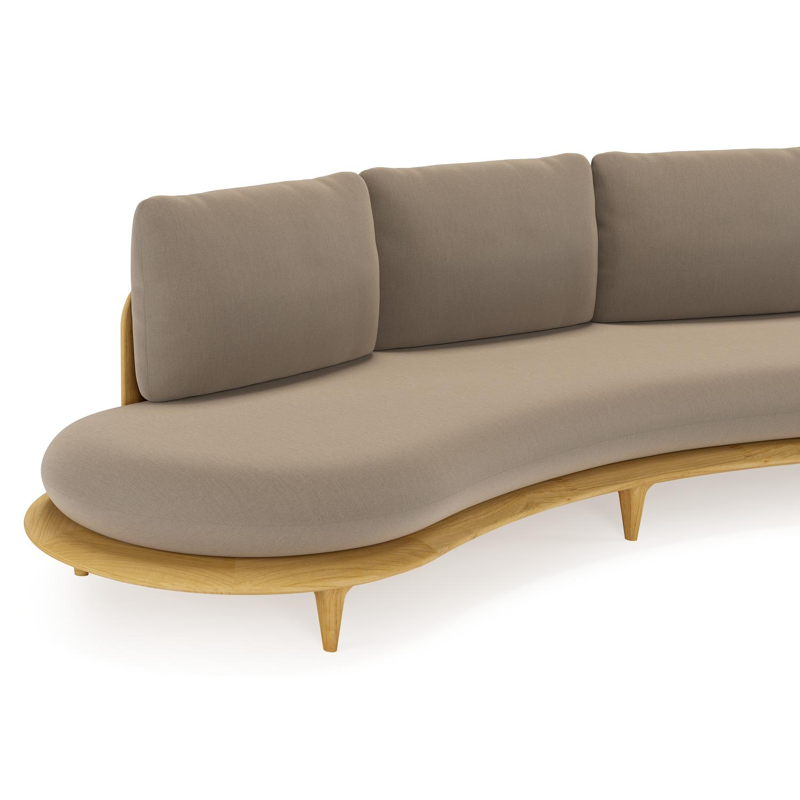 Bomero loungeset in teak met natte heather grey all weather sunbrella® luxe kussen