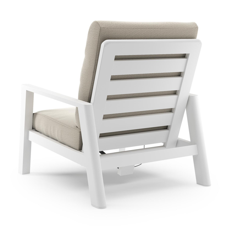 Cirello loungestoel 1-zit in wit aluminium met lopi marble all weather sunbrella® luxe kussen