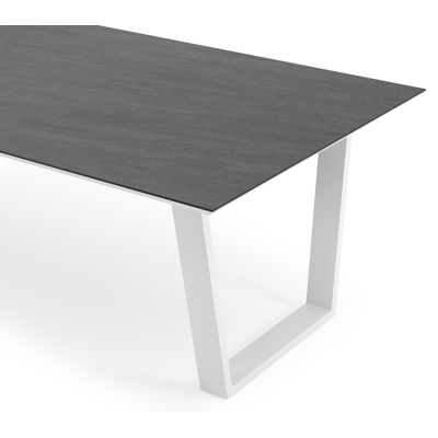 Pagino tuintafel rechthoekig in wit aluminium en volkeramiek Basalt Black - L 280 x B 110 x H 73.5 cm