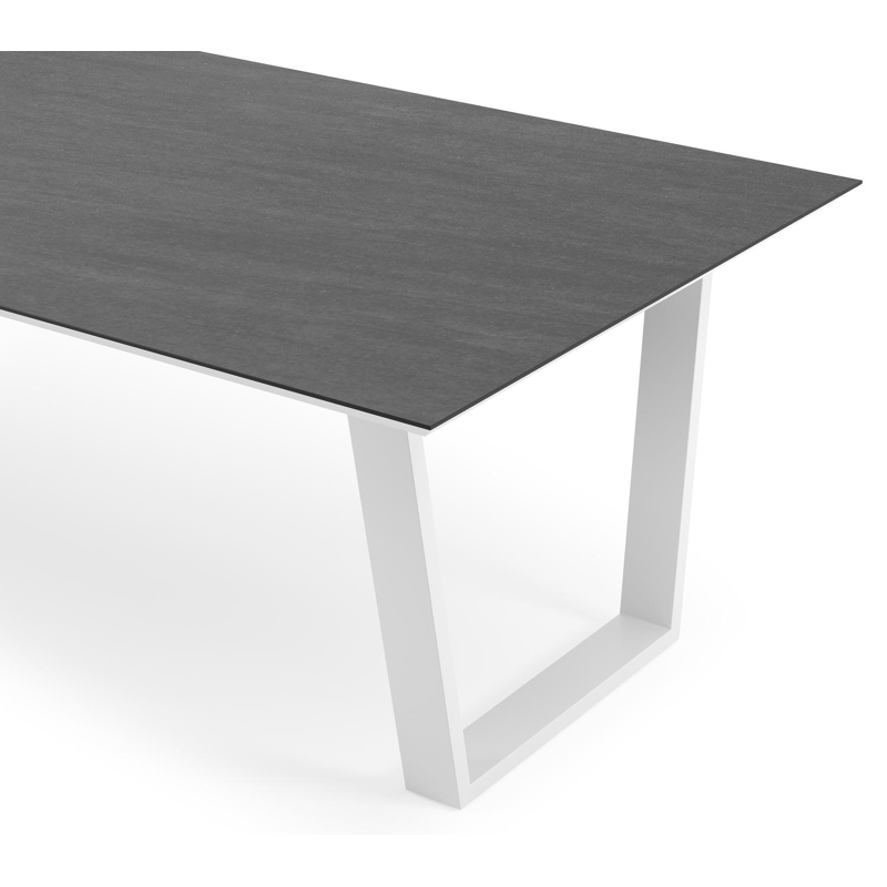 Pagino tuintafel rechthoekig in wit aluminium en volkeramiek Basalt Black - L 280 x B 110 x H 73.5 cm