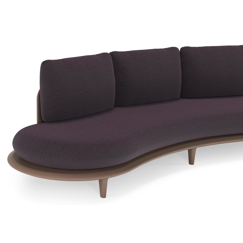 Bomero loungebank in taupe aluminium met tundra red all weather sunbrella® luxe kussen