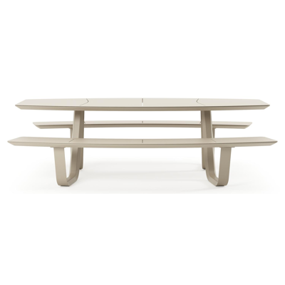 Forno picknicktafel bootvorm in beige aluminium - L 240 x B 181 x H 72 cm