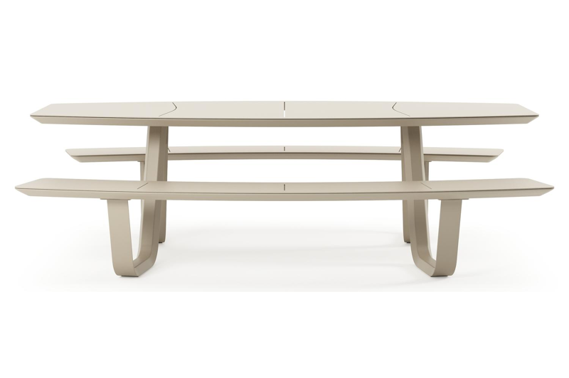 Forno picknicktafel bootvorm in beige aluminium - L 240 x B 181 x H 72 cm