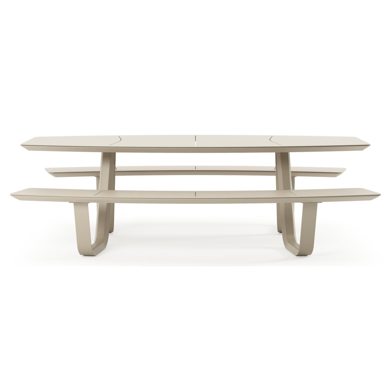 Forno picknicktafel bootvorm in beige aluminium - L 240 x B 181 x H 72 cm