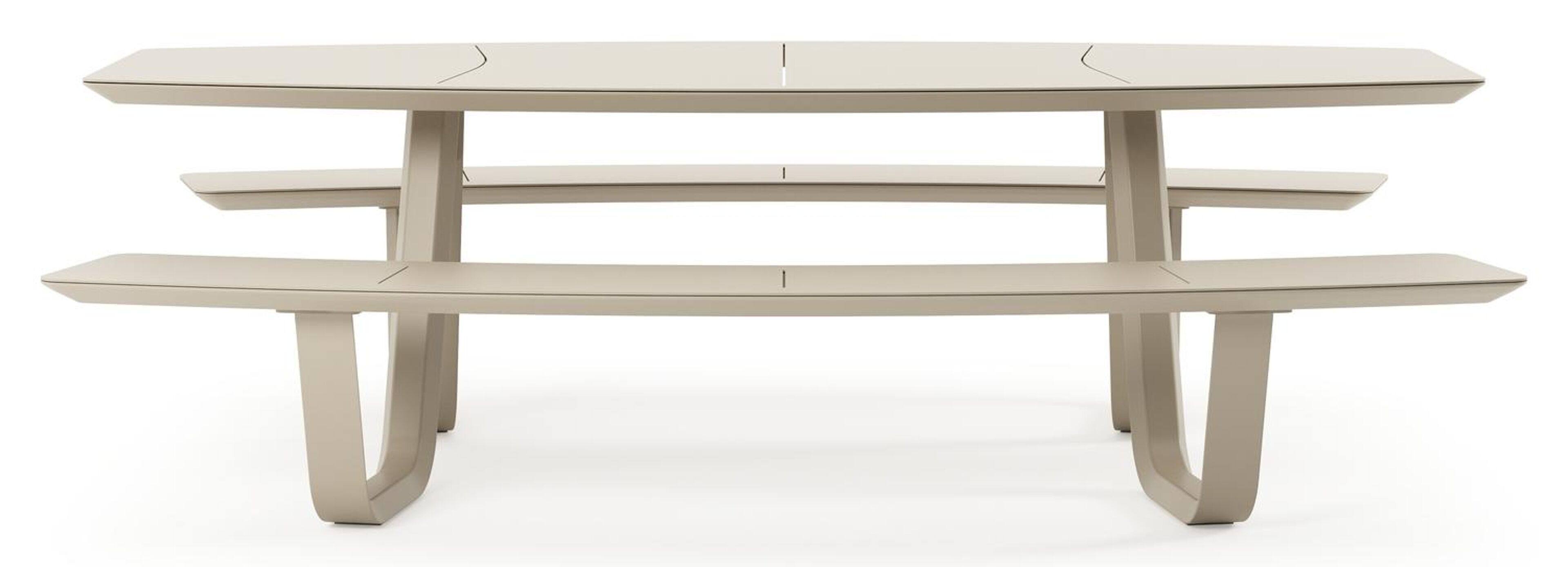 Table de pique-nique Forno forme de bateau en aluminium beige - Lg. 240 x Larg 181 x Haut. 72 cm