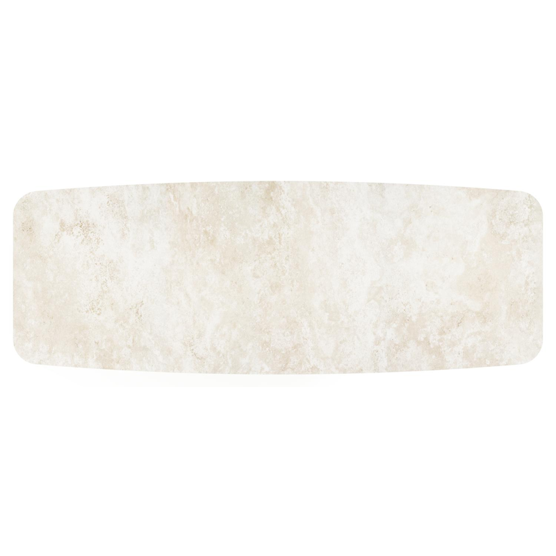 Lacirma tuintafel bootvorm in wit aluminium en volkeramiek Rapolano L 315 x B 115 cm