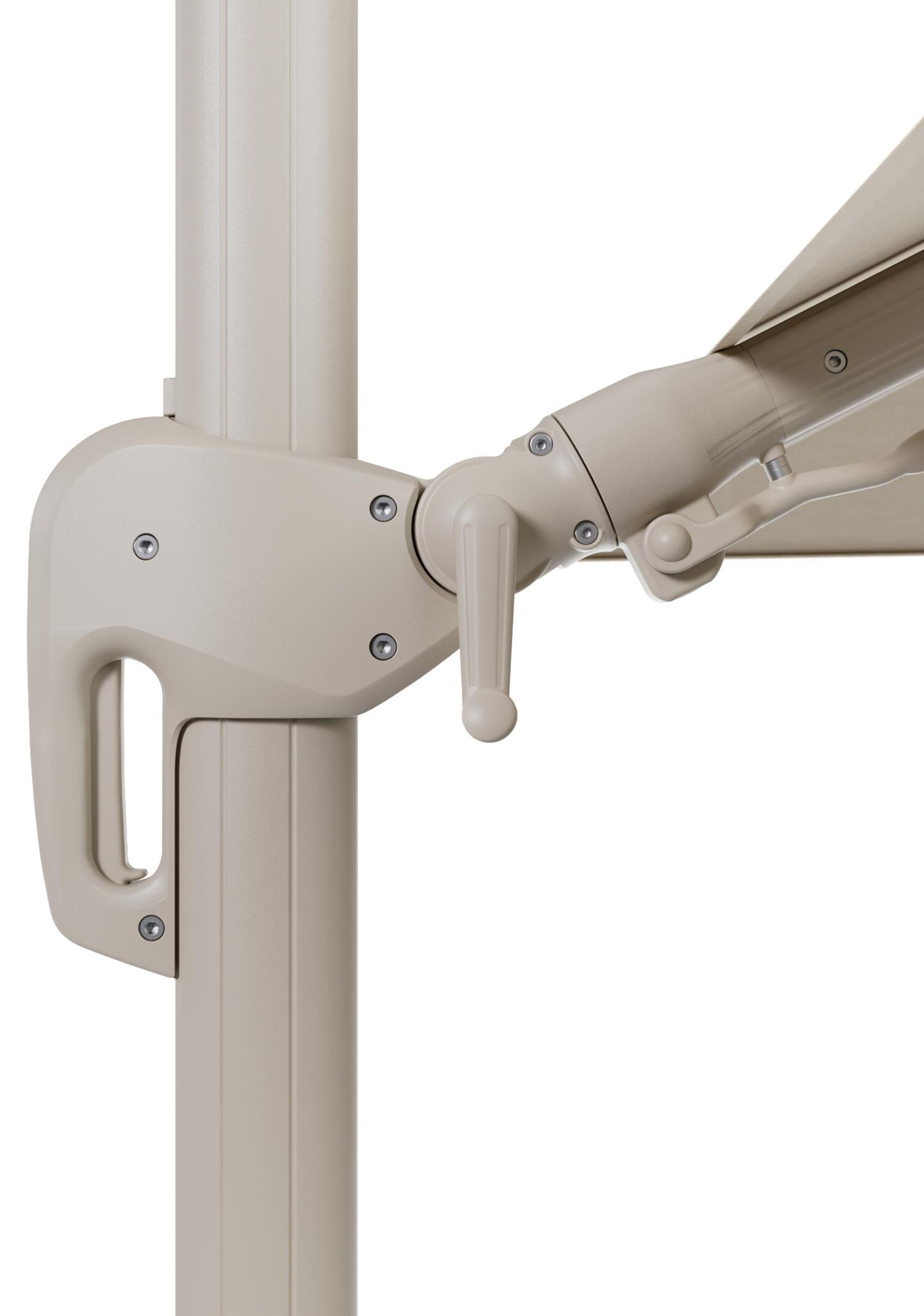 Parasol pedant Rufina avec fonction tilt en aluminium beige avec toile de parasol en all weather sunbrella® premium beige - Lg.1 300 x Lg.2 300 cm (sans pied de parasol)