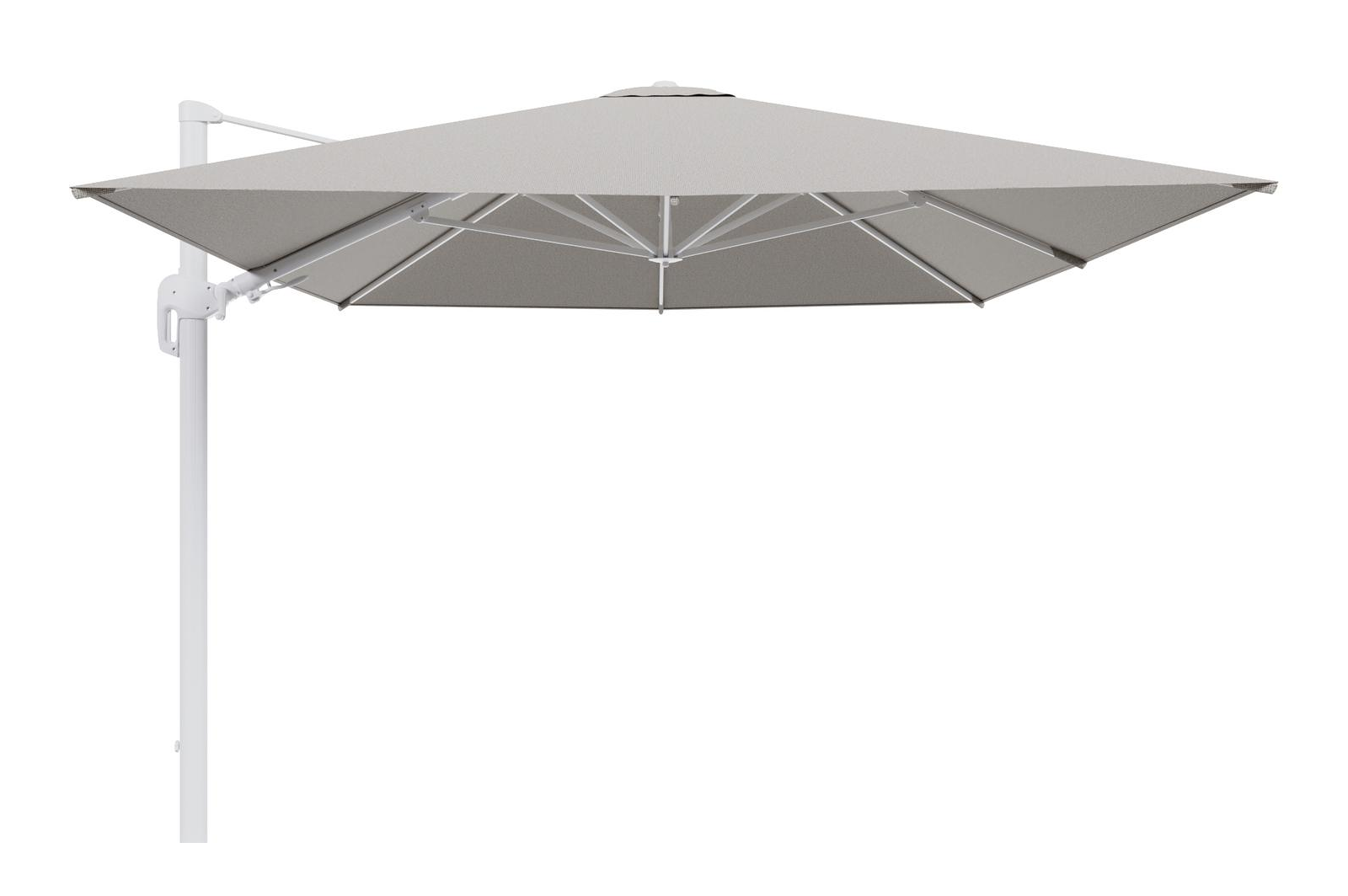 Rufina zweefparasol tiltfunctie in wit aluminium en parasoldoek in All Weather Solica Firenze Sand  - L1 400 x L2 300 cm (zonder voet)