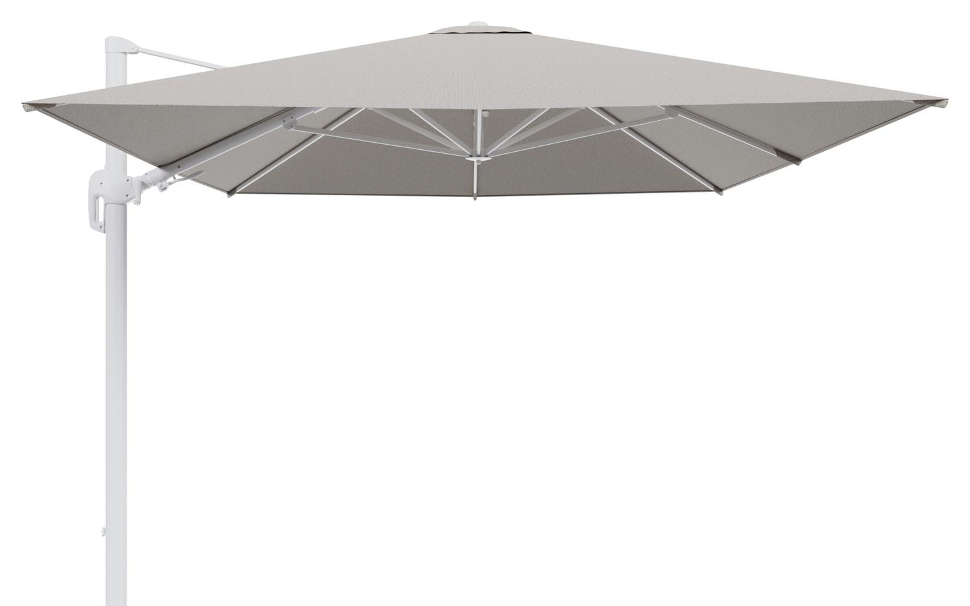 Rufina zweefparasol tiltfunctie in wit aluminium en parasoldoek in All Weather Solica Firenze Sand  - L1 400 x L2 300 cm (zonder voet) (zonder voet)