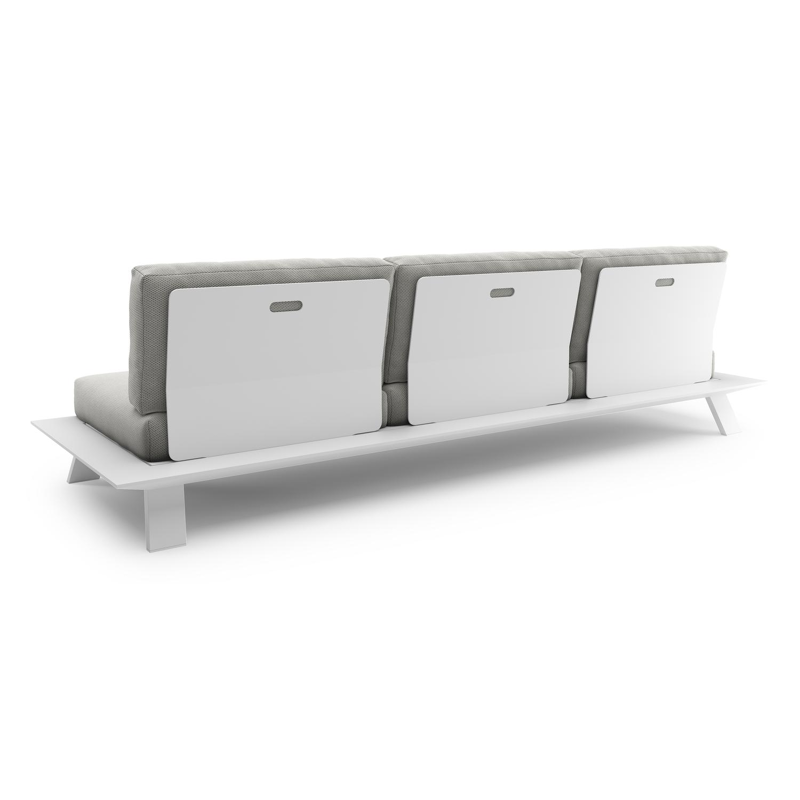 Canapé de jardin Cesano en aluminium blanc et coussin en all weather Sunbrella® luxe lopi ash