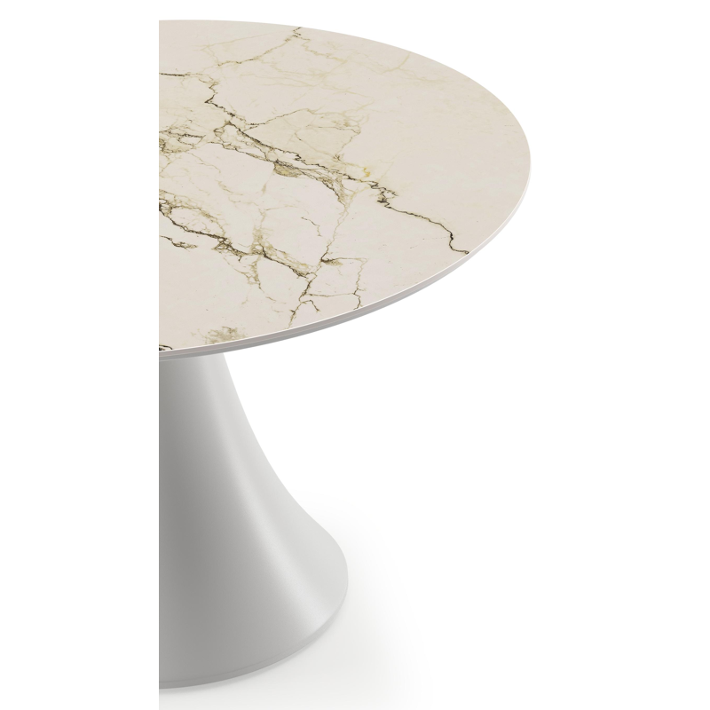 Fano low dining loungetafel in wit aluminium en volkeramiek colorado dunes - Dia. 85 x - Dia. 85 x H 75 cm