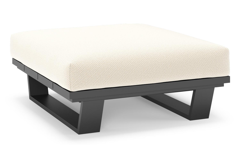 Pagino poef in zwart aluminium met althea off white all weather cosytica kussen