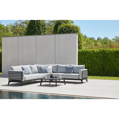 Mosa loungetafel in zwart aluminium - L 85 x B 85 x H 30 cm