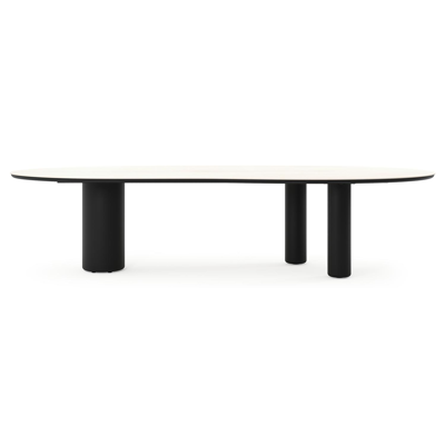 Amico tuintafel organisch in zwart aluminium en volkeramiek Travertino Bianco - L 320 x B 120 x H 73.5 cm