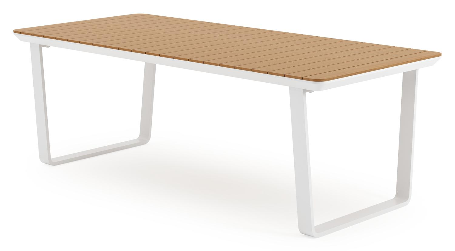 Alora tuintafel in wit aluminium en polywood - L 220 x B 100 x H 74 cm