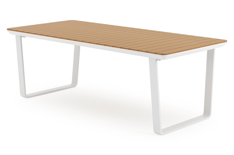 Alora tuinset in wit aluminium en polywood tafelblad met 8 stapelbare Bahia tuinstoelen