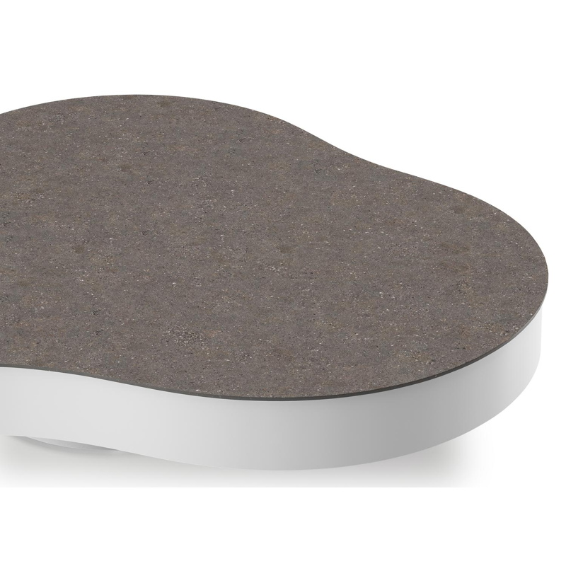 Table de basse Lomano cloud en aluminium blanc et céramique pleine Wulong - Lg. 131 x Lrg. 108 x Haut. 25 cm