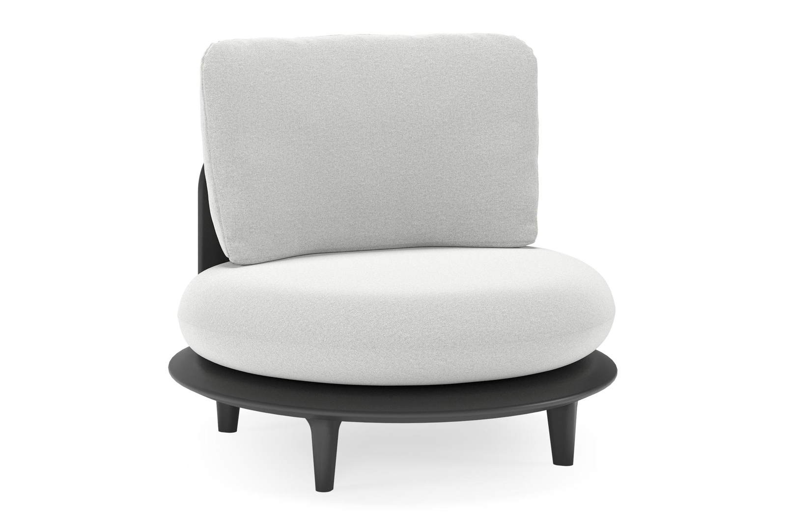 Bomero loungestoel in zwart aluminium met natte grey chine all weather sunbrella® luxe kussen