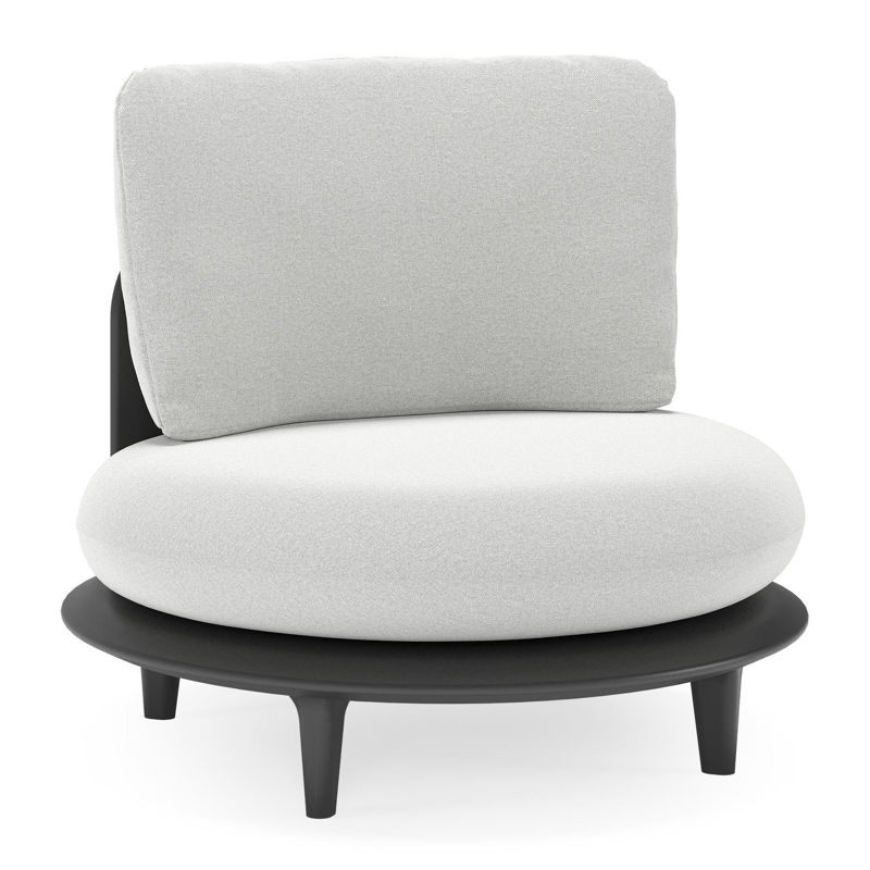 Bomero loungestoel in zwart aluminium met natte grey chine all weather sunbrella® luxe kussen