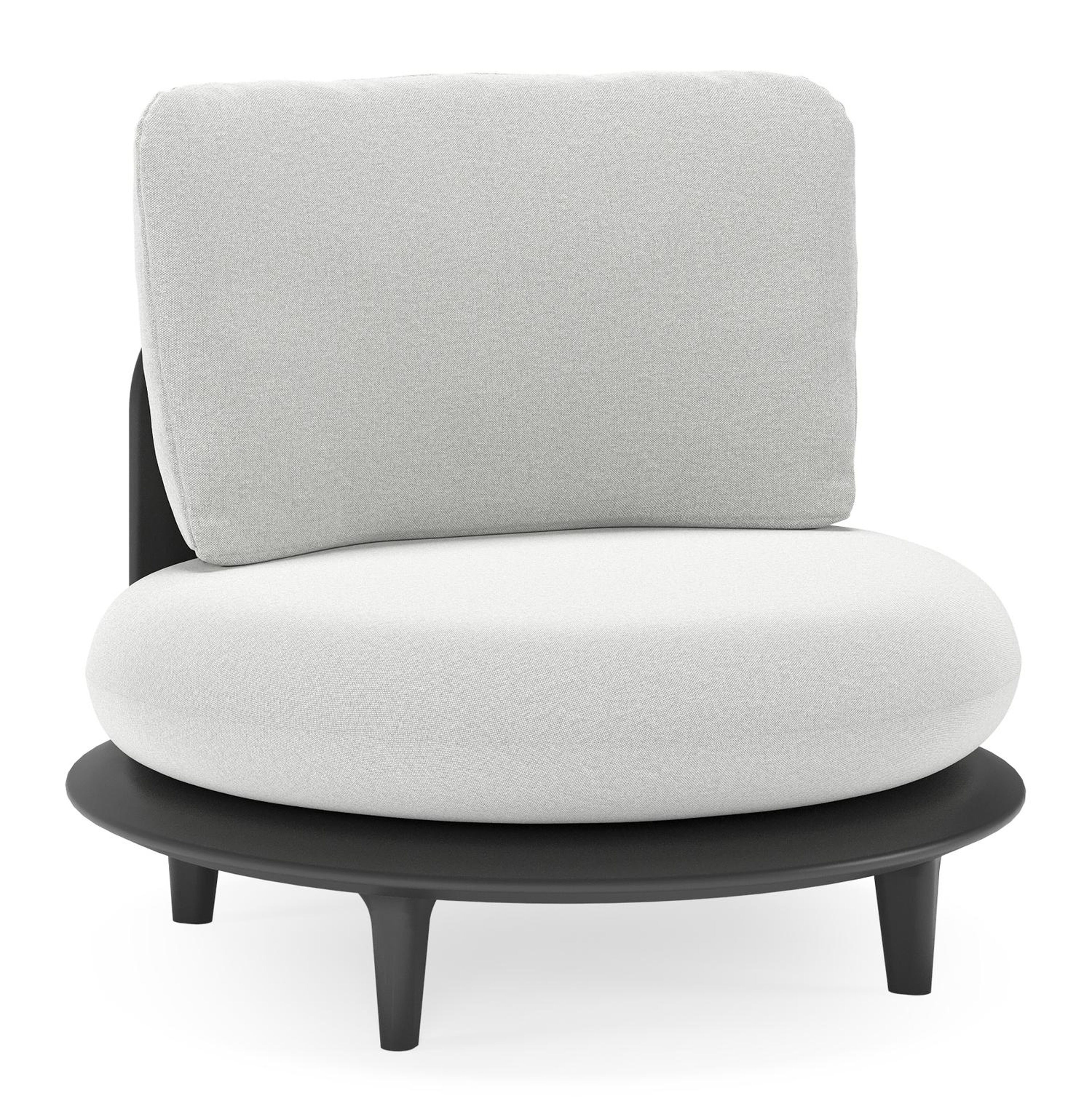 Bomero loungestoel in zwart aluminium met natte grey chine all weather sunbrella® luxe kussen