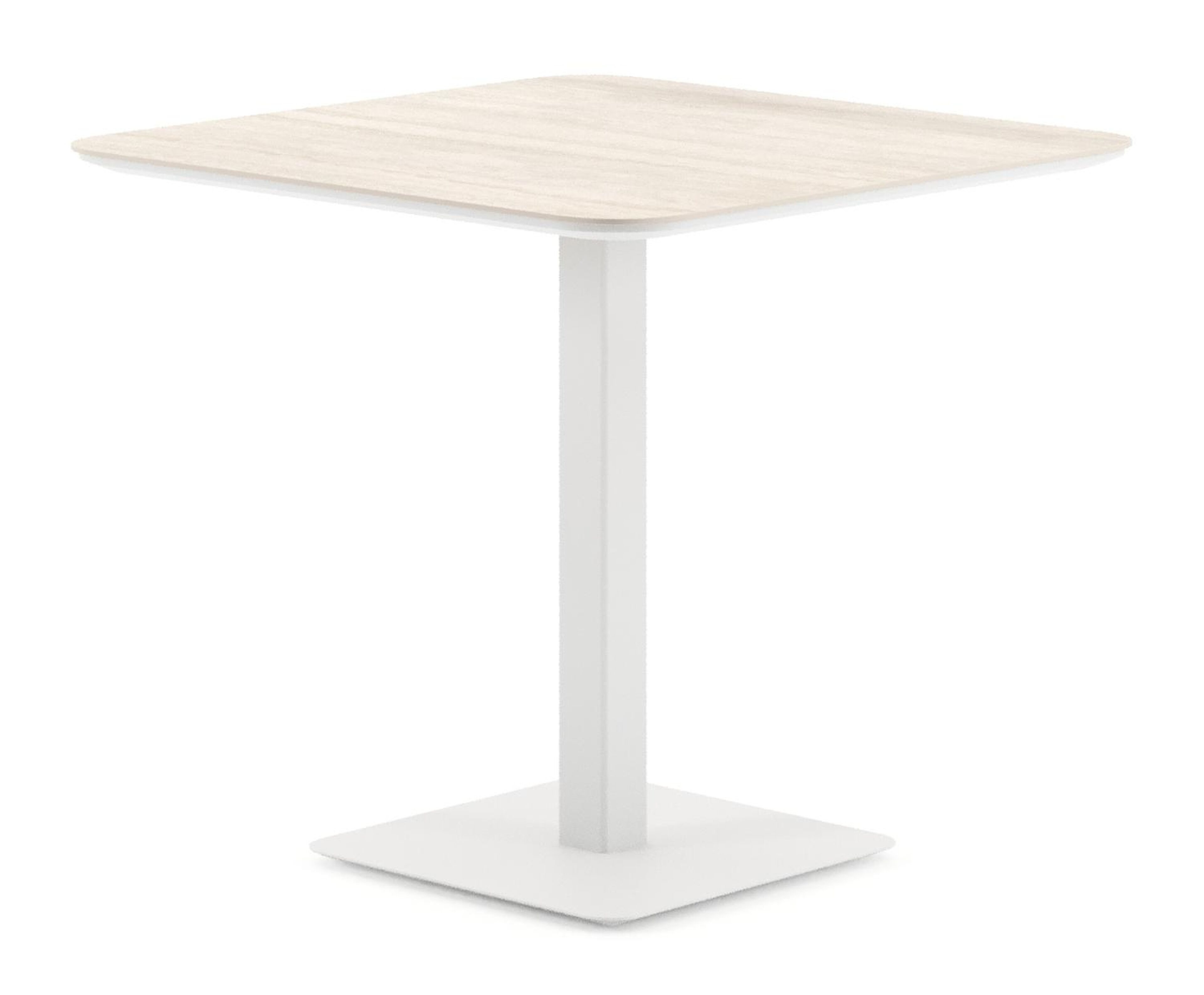 Table de jardin Fano inclinable carré arrondi en aluminium blanc et céramique pleine Travertino Bianco - Lg. 80 x Lrg. 80 x Haut. 72.5 cm