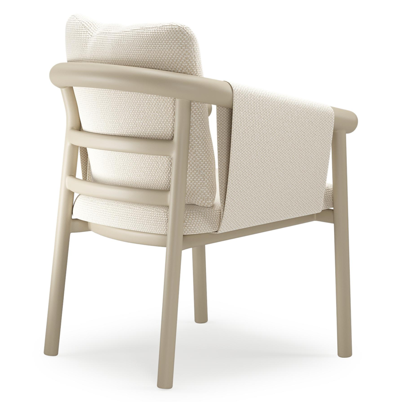Amico stapelbare tuinstoel in beige aluminium met stoelkussen in All Weather Cosytica Althea Off White