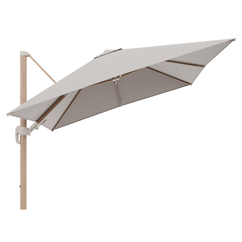 Rufina zweefparasol tiltfunctie in houtlook aluminium en parasoldoek in All Weather Sunbrella® Luxe Slow Farafra - L1 300 x L2 300 cm (zonder voet)