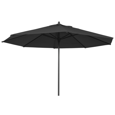 Parasol droit Apiro en aluminium noir avec toile de parasol en polyester noir - Dia. 350 cm (sans pied de parasol)