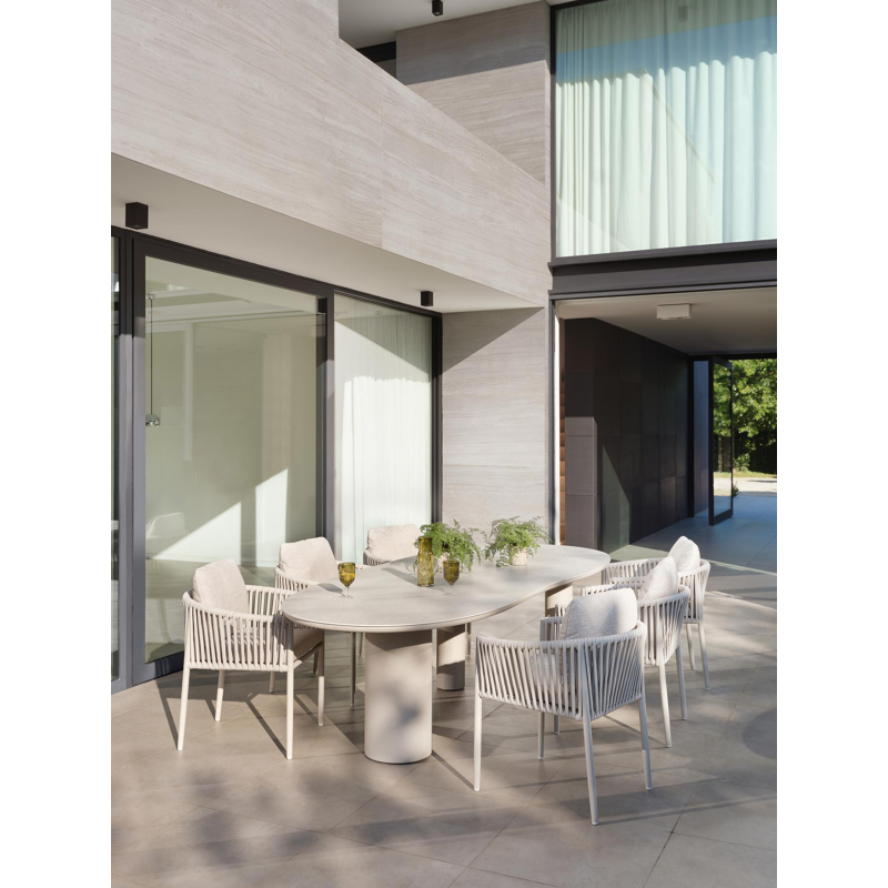 Organo tuintafel organisch in beige aluminium en volkeramiek Shilin L 280 x B 120 x H 74 cm x H 74 cm