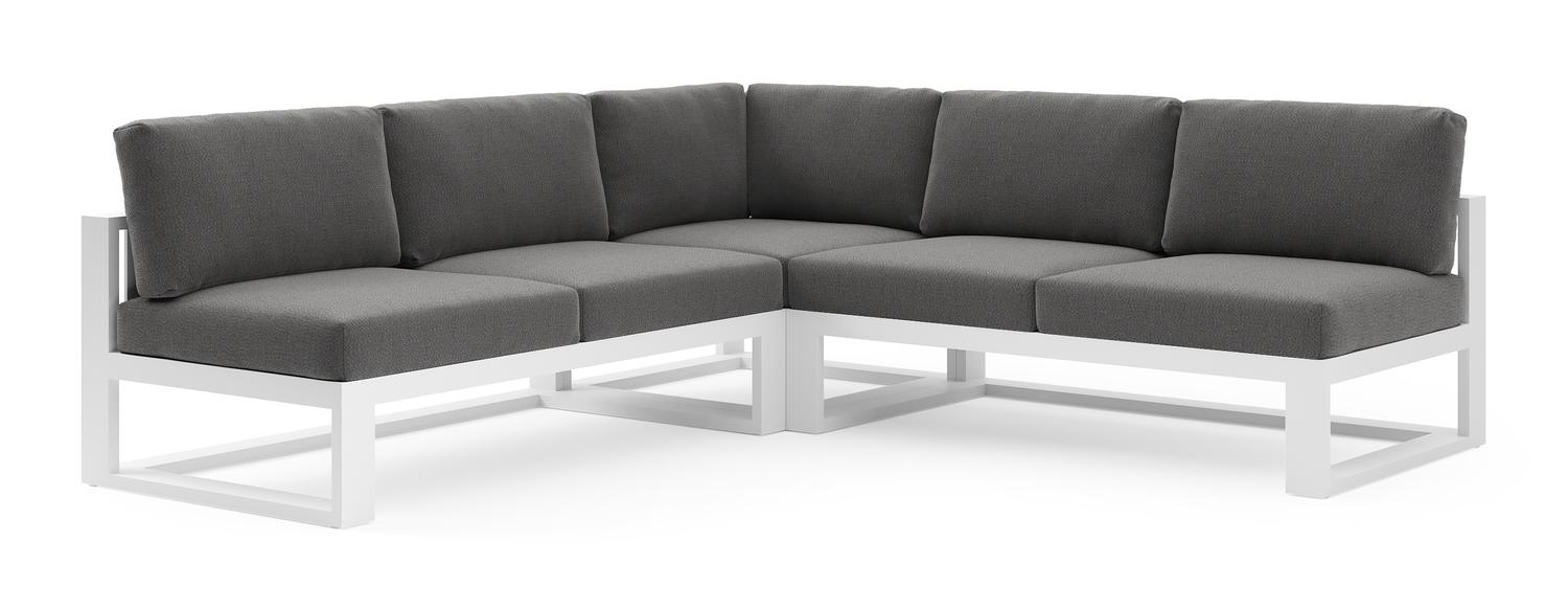 Verato loungehoek in wit aluminium met savane tornado all weather sunbrella® luxe kussen