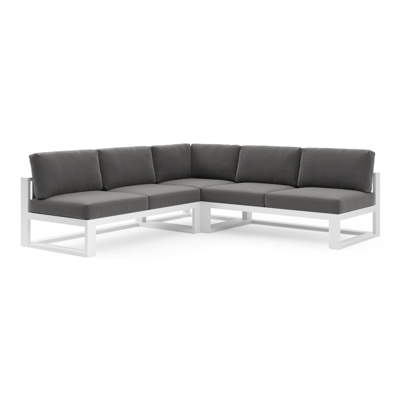 Verato loungehoek in wit aluminium met savane tornado all weather sunbrella® luxe kussen