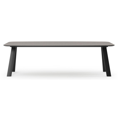 Cesano tuintafel bootvorm in zwart aluminium en volkeramiek wulong - L 255 x B 115 x H 75 cm