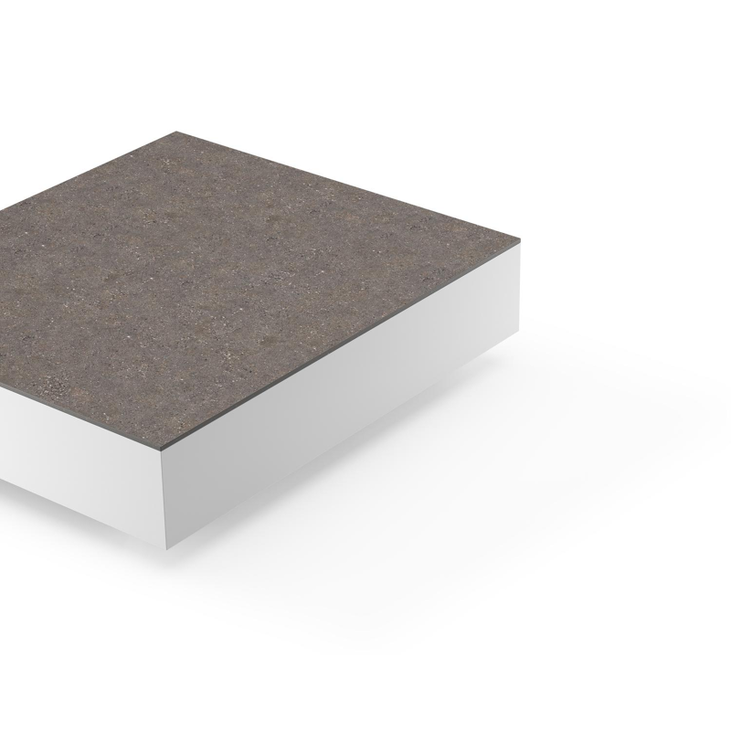 Como loungetafel rechthoekig in wit aluminium en volkeramiek Wulong - L 70 x B 80 x H 20 cm