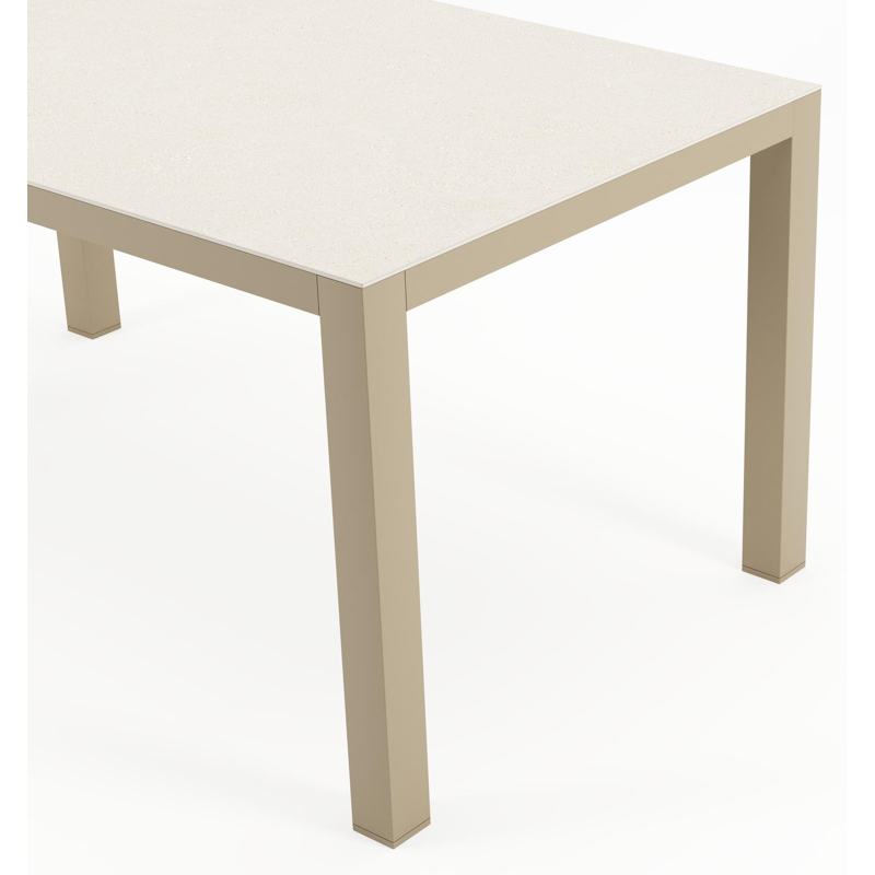 Varese tuintafel rechthoekig in beige aluminium en sintered stone Crema minerale - L 160 x B 92 x H 73.5 cm