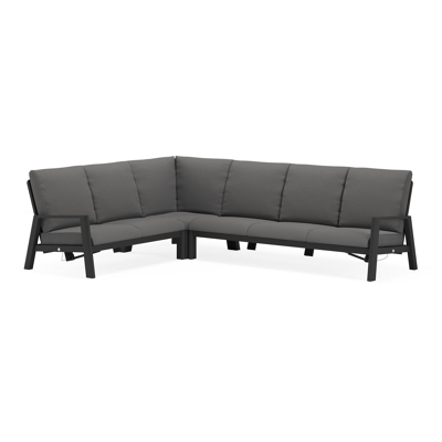 Cirello loungehoek in zwart aluminium met lopi sand all weather sunbrella® luxe kussens 