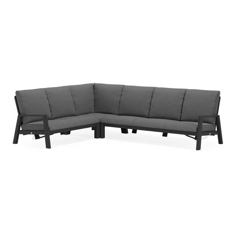 Cirello loungehoek in zwart aluminium met lopi sand all weather sunbrella® luxe kussens