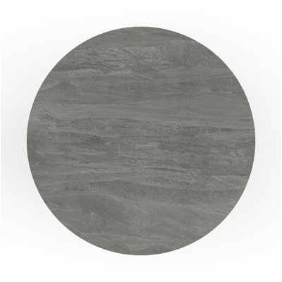 Nano tuintafel in zwart aluminium en volkeramiek aspen grey - Dia. 130 x H 71 cm