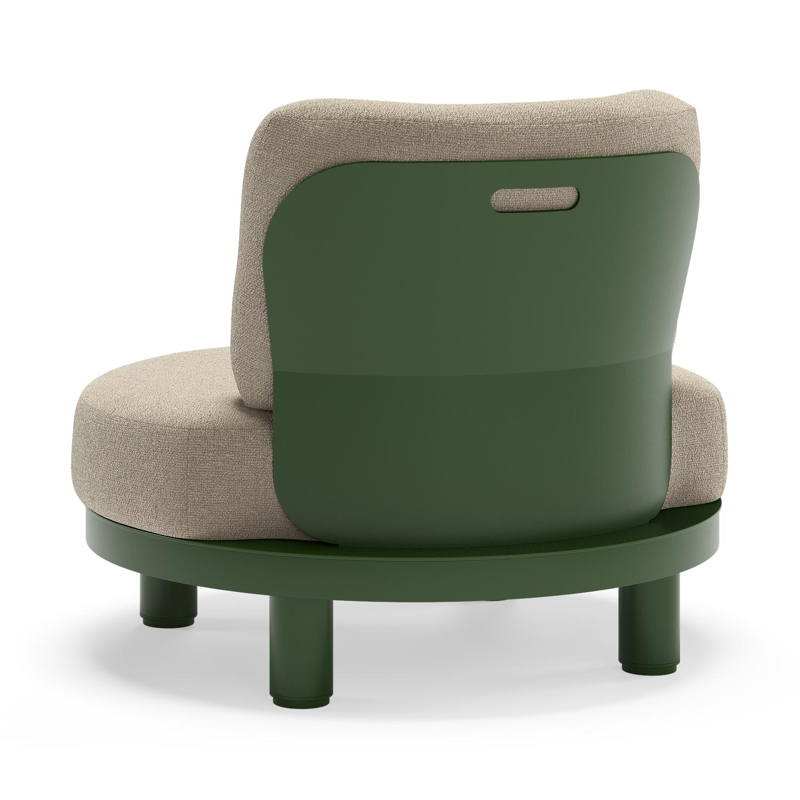 Donato loungestoel in groen aluminium met all weather cosytica Marbella Sand kussen
