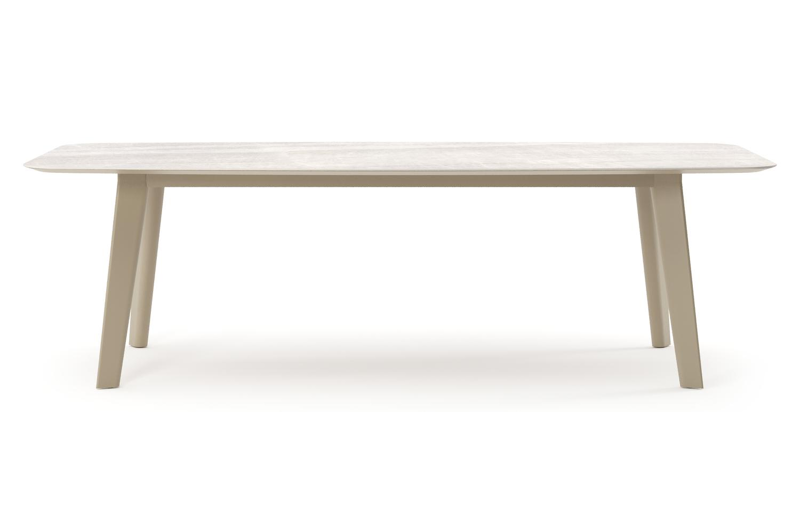 Lacrima tuintafel bootvorm in beige aluminium en volkeramiek Taj Mahal - L 255 x B 115 x H 74 cm