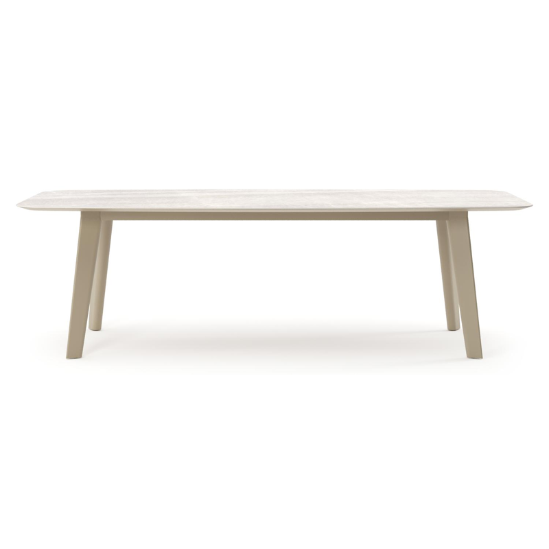 Lacrima tuintafel bootvorm in beige aluminium en volkeramiek Taj Mahal - L 255 x B 115 x H 74 cm