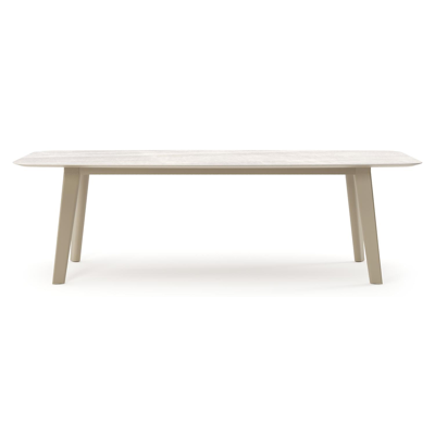 Lacrima tuintafel bootvorm in beige aluminium en volkeramiek Taj Mahal - L 255 x B 115 x H 74 cm