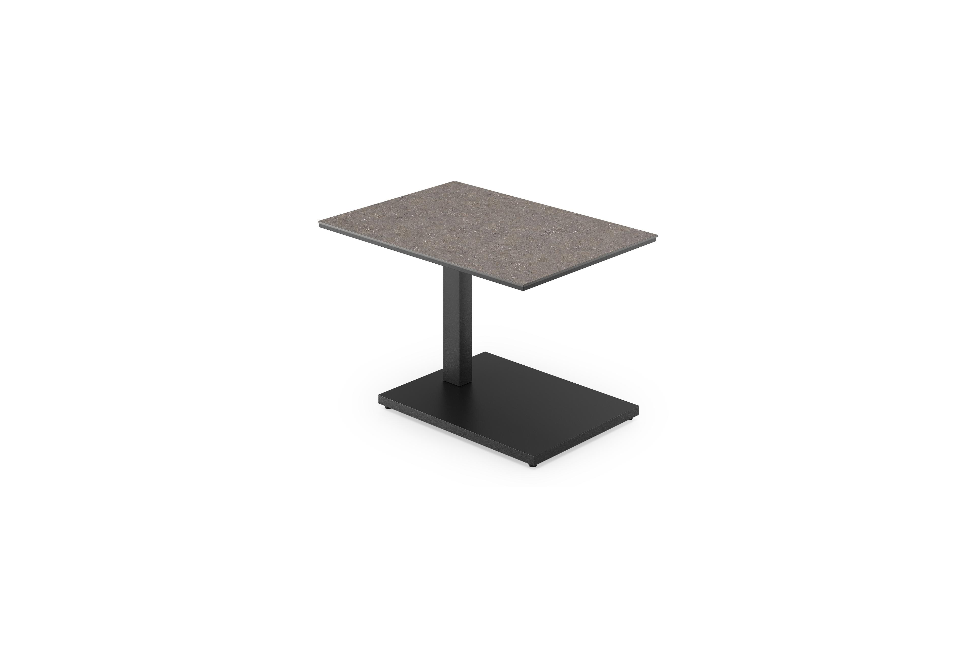 Cirello pop-up bijzettafel in zwart aluminium en wulong volkeramiek - L 70 x B 80 x H 66 cm