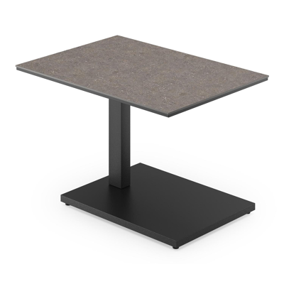 Cirello pop-up bijzettafel in zwart aluminium en wulong volkeramiek - L 70 x B 80 x H 66 cm