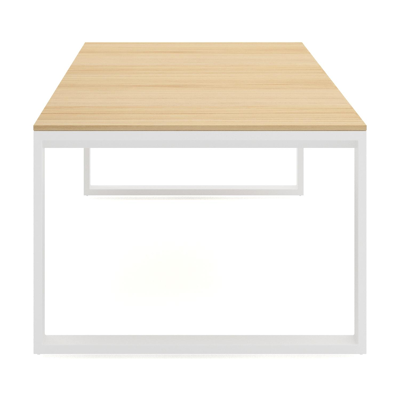 Table de jardin Verato en aluminium blanc et teck - Lg 280 x Larg. 110 x H 76.5 cm