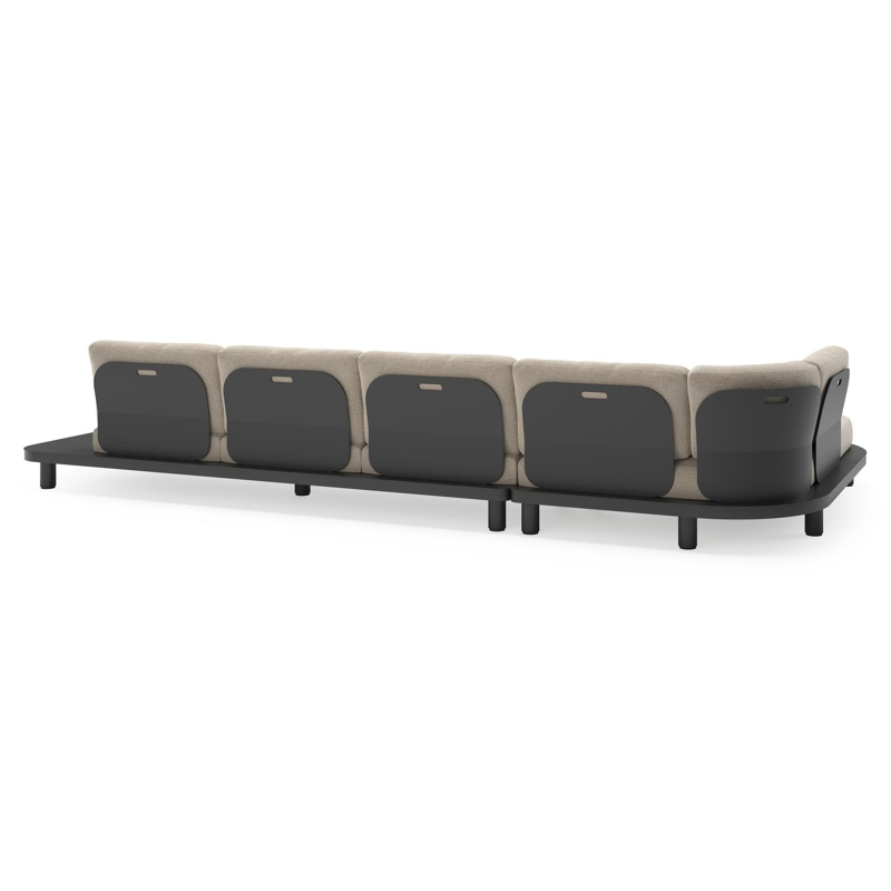 Salon de jardin d'angle Donato en aluminium noir et coussins en all weather cosytica Catania Sand