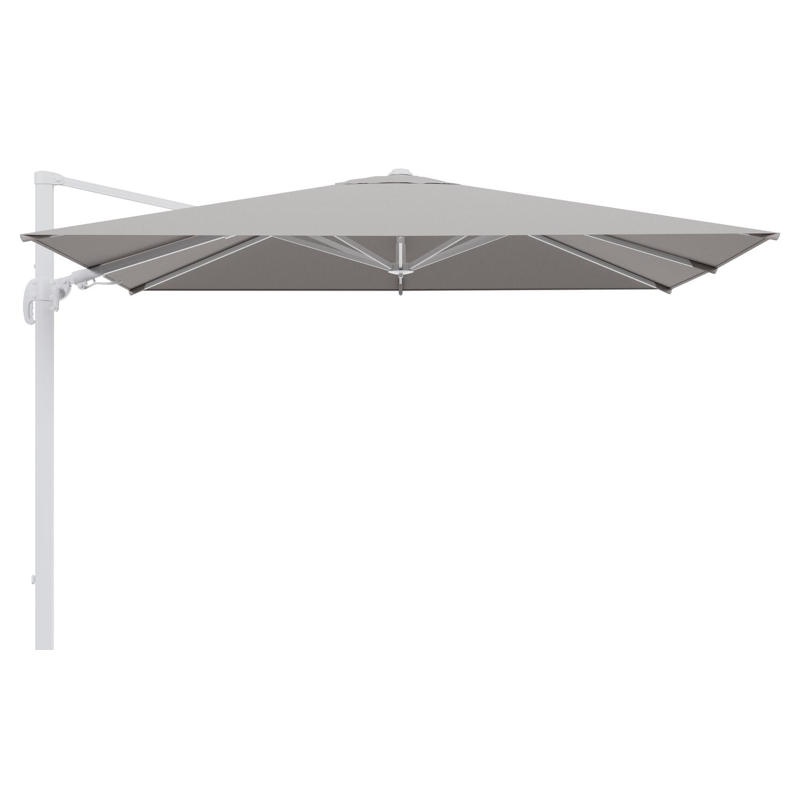 Avola zweefparasol met tiltfunctie in wit aluminium met natte graumel chalk all weather sunbrella® premium parasoldoek - L1 200 x L2 300 cm (zonder voet)