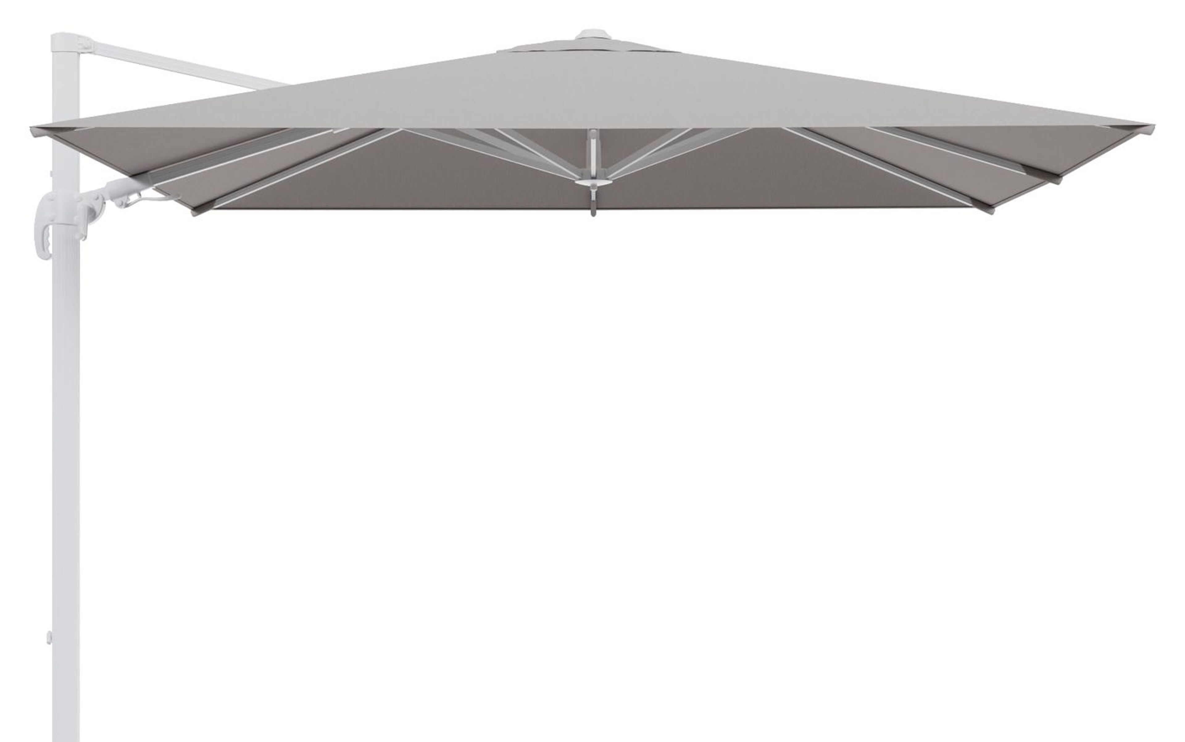 Avola zweefparasol met tiltfunctie in wit aluminium met natte graumel chalk all weather sunbrella® premium parasoldoek - L1 200 x L2 300 cm (zonder voet)