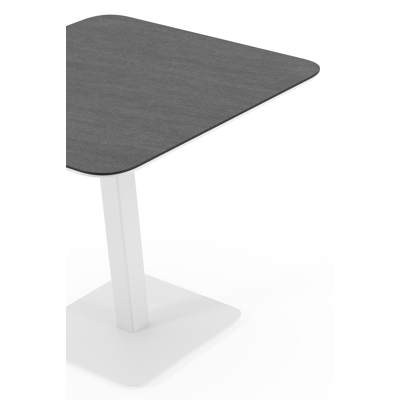 Fano kantelbare tuintafel afgerond vierkant in wit aluminium en volkeramiek Basalt Black - L 80 x B 80 x H 72.5 cm