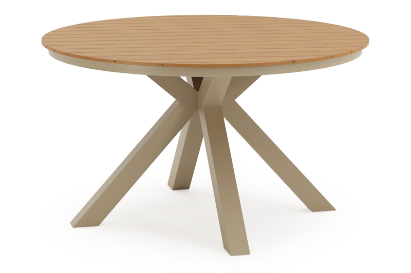 Tora tuinset in beige aluminium en polywood met 4 Paco tuinstoelen