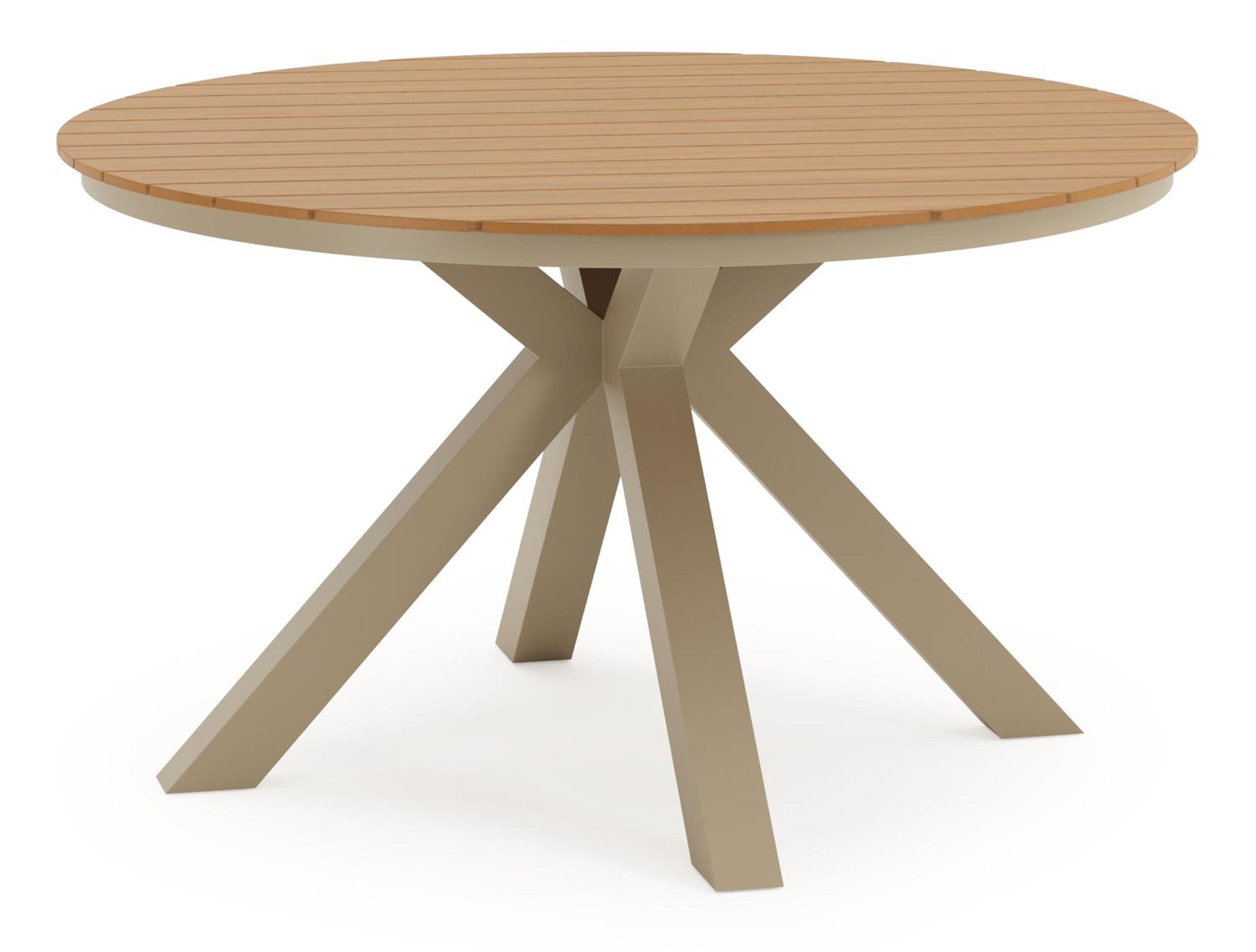 Tora tuintafel rond in beige aluminium en polywood - Dia. 140 x H 75 cm